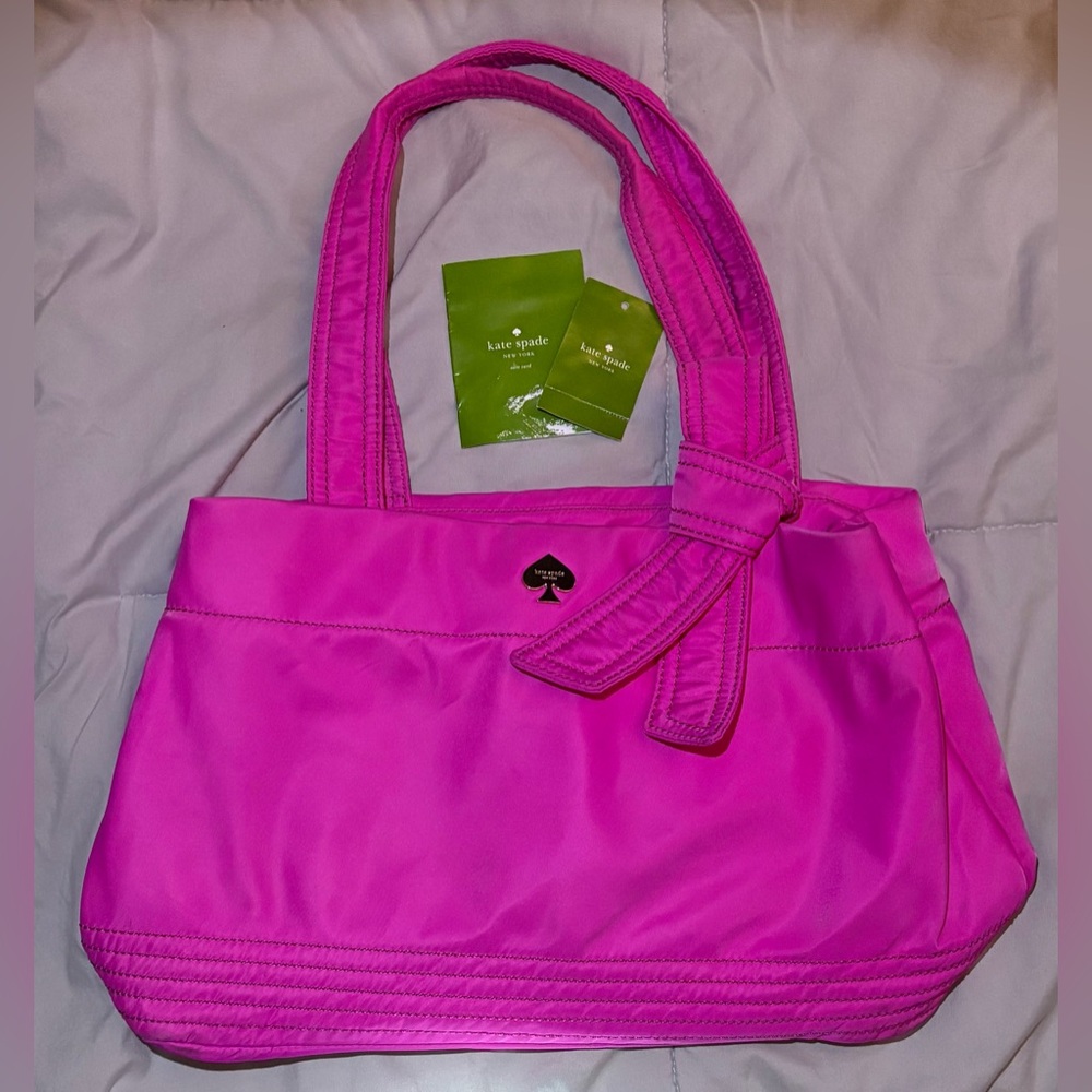 Kate Spade Fuchsia Nylon Flatiron Hana Tote Pink